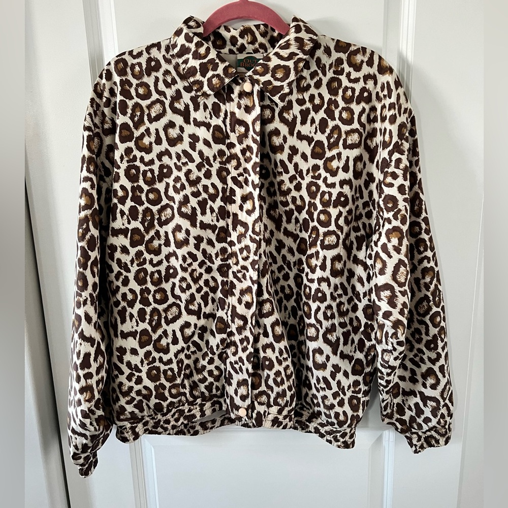Vintage Out Brook Leopard Print Silk Jacket M - Picture 2 of 6